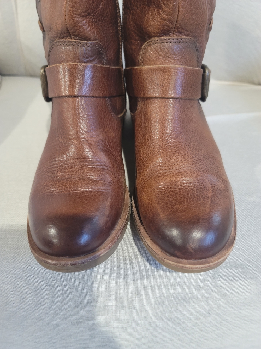 Sofft Brown Leather Moto Boots Women’s 6.5M Buckle Lace-Up - Picture 5 of 8